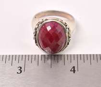 Sterling Silver Ring With Enhanced Ruby