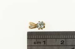 14K Yellow Gold Round Blue Topaz Solitaire Simple Classic Pendant