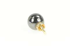 14K Yellow Gold Hematite Sphere Ball Rhinestone Slide Pendant