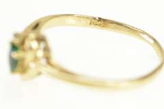 14K Yellow Gold Pear Emerald Diamond Accent Statement Ring