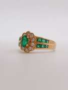 18kt Solid Yellow Gold, Emerald, and Diamond Ring