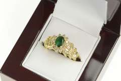 14K Yellow Gold 1.60 Ctw Natural Emerald Diamond Halo Ring