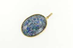 14K Yellow Gold Mosaic Opal Triplet Oval Vintage Statement Pendant