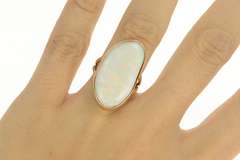 14K Yellow Gold 16.00 Ct Natural Opal Bezel Statement Ring