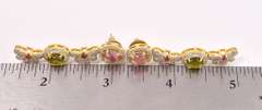 Fantastic 3.50CTW Colorful Tourmaline & 2.50CTW Diamond Foral Dangle Earrings in Gold Plated Sterling Silver