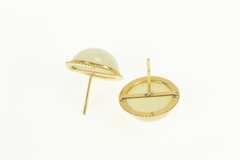 14K Yellow Gold Retro Jadeite Cabochon Domed Stud Earrings