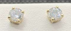 0.70 CARAT T.W. ROUND BRILLIANT STUD EARRINGS WITH 14K YELLOW GOLD SETTING