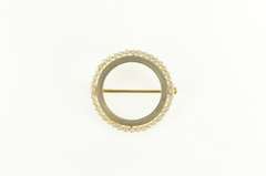 14K Yellow Gold Victorian Round Seed Pearl Halo Circle Pin/Brooch