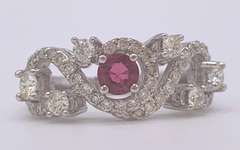 14kt Solid White Gold, Pink Tourmaline, & Diamond Ring