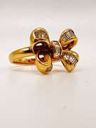 Fancy 18kt Solid Yellow Gold & Diamond Bow Ring