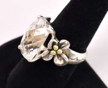 Sterling Silver Ring With Large White Topaz