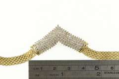 10K Yellow Gold 1.50Ctw Diamond Chevron Cluster Flat Chain Necklace