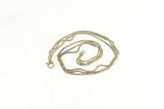 Sterling Silver Layered Box Link 14k Accent Chain Necklace