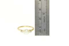 14K Yellow Gold 1950's Classic Pearl Diamond Accent Statement Ring