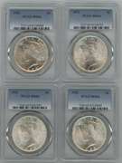 4 Blazing PCGS MS64 near Gem BU 1922 & 1923 Peace Dollars