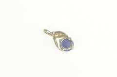 10K White Gold Syn. Blue Star Sapphire Diamond Accent Pendant