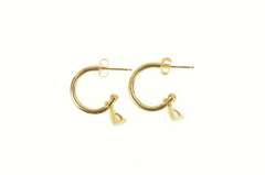 14K Yellow Gold Trillion Natural Opal Dangle Statement Hoop Earrings