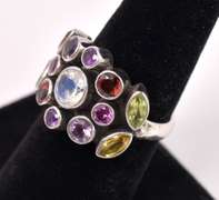 Sterling Silver Ring With Simulated Stones