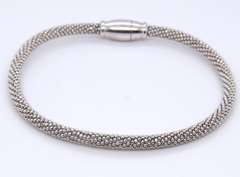 Vintage 925 Sterling Silver Mesh Bangle Bracelet