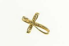 10K Yellow Gold Curvy Diamond Cross Christian Faith Pendant