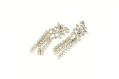 Platinum 1.25 Ctw 1950's Diamond Fringe Tassel Dangle Earrings
