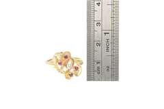 10K Yellow Gold 1950's Natural Ruby Diamond Heart Bypass Ring