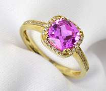 Charming Pink Sapphire & Diamond Ring in 14K WG