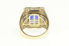 14K Yellow Gold Emerald Cut Sim. Sapphire 0.50 Ctw Diamond Ring