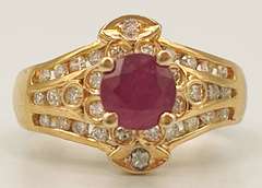 Gorgeous 18kt Solid Yellow Gold, Ruby, and Diamond Ring
