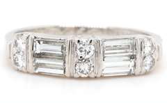 Vintage 0.58ctw Baguette and Round Diamond Ring in Platinum