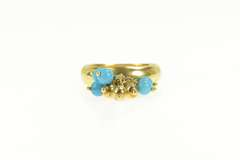 Sterling Silver Turquoise Beaded Ball Fringe Tassel Pom Pom Ring