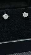 ROUND BRILLIANT CLUSTER DIAMOND STUDS TWO TONE 14K YELLOW WITH WHITE GOLD PRONGS