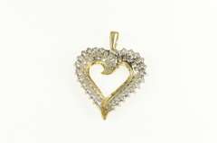 10K Yellow Gold 0.75 Ctw Diamond Cluster Heart Love Symbol Pendant