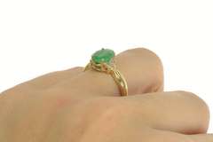14K Yellow Gold 1.00 Ct Natural Emerald Diamond Accent Ring