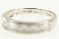 14K White Gold Princess Seven Stone Travel CZ Wedding Band Ring