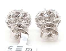 New 2.04ctw Pear Shape Rose Cut and Round Diamond Stud Earrings in 18K