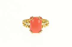 Gold Plated Sim. Coral Squared Badavici Retro Statement Ring