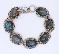 Vintage 925 Sterling Silver Israel Abalone Bracelet