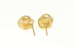 14K Yellow Gold Natural Opal Rope Trim Halo Stud Vintage Earrings