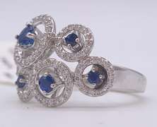 Gorgeous 14kt Solid White Gold, Blue Sapphire, & Diamond Ring