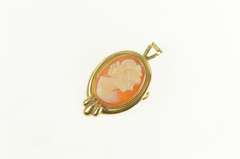 14K Yellow Gold Retro Carved Shell Cameo Lady Classic Pendant/Pin