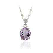 Amethyst and Diamond Pendant in Sterling Silver