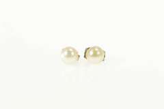 14K Yellow Gold 5.5mm Pearl Classic Simple Stud Plain Earrings