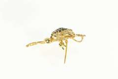 14K Yellow Gold Pave Sapphire Diamond Tree Frog Pin/Brooch