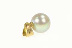 14K Yellow Gold Blue Green Pearl Simple Classic Charm/Pendant