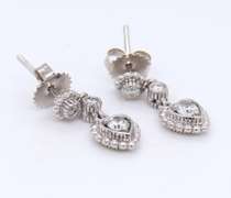 Brilliant White Gold Diamond Heart Shaped Dangle Earrings