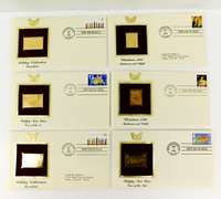 6 Holiday 1st Day Issue Covers & 22KT Gold Stamps