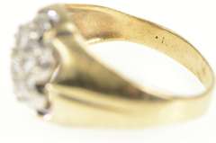 10K Yellow Gold 0.50 Ctw Diamond 1960's Floral Cluster Ring