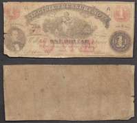 $1 1862 Virginia Treasury Note Circulated.