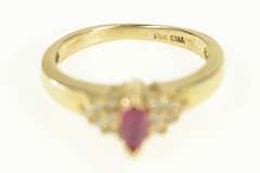 14K Yellow Gold Marquise Ruby Diamond Cluster Engagement Ring